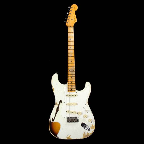 Fender Custom Shop  56 Thinline Stratocaster Aged Olympic White over Chocolate 2-Color Sunburst Sale