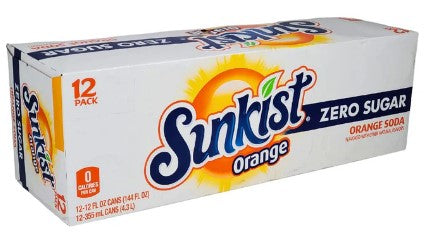 Sunkist Orange Zero Soda 12 355ml For Sale