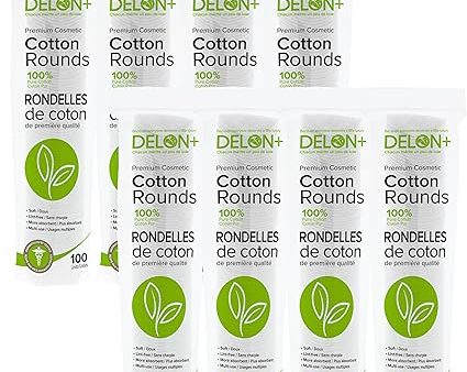 Delon+ Premium Cotton Rounds Pack of 8 x 100  s Hot on Sale