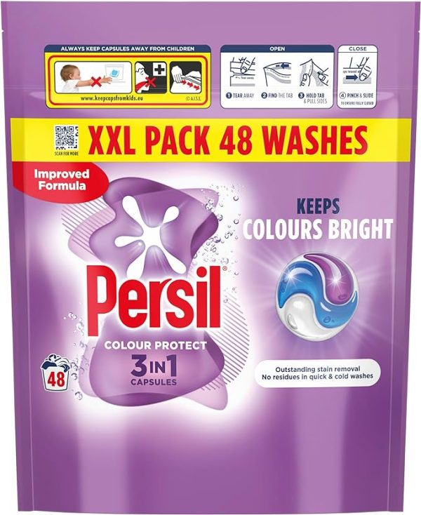 Persil Colour Protect 3 in 1 Washing Capsules Pack of 48 wash Fashion