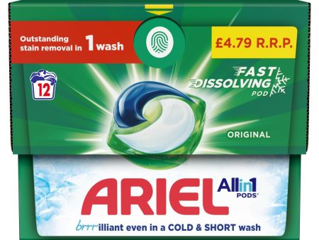 Ariel All-in-1 Pods  Capsules Liquid Tablets Pack of 12 Washes on Sale