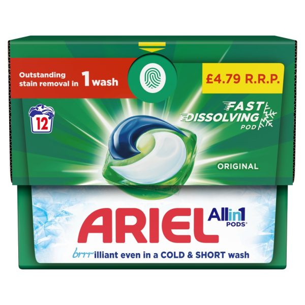 Ariel All-in-1 Pods  Capsules Liquid Tablets Pack of 12 Washes on Sale